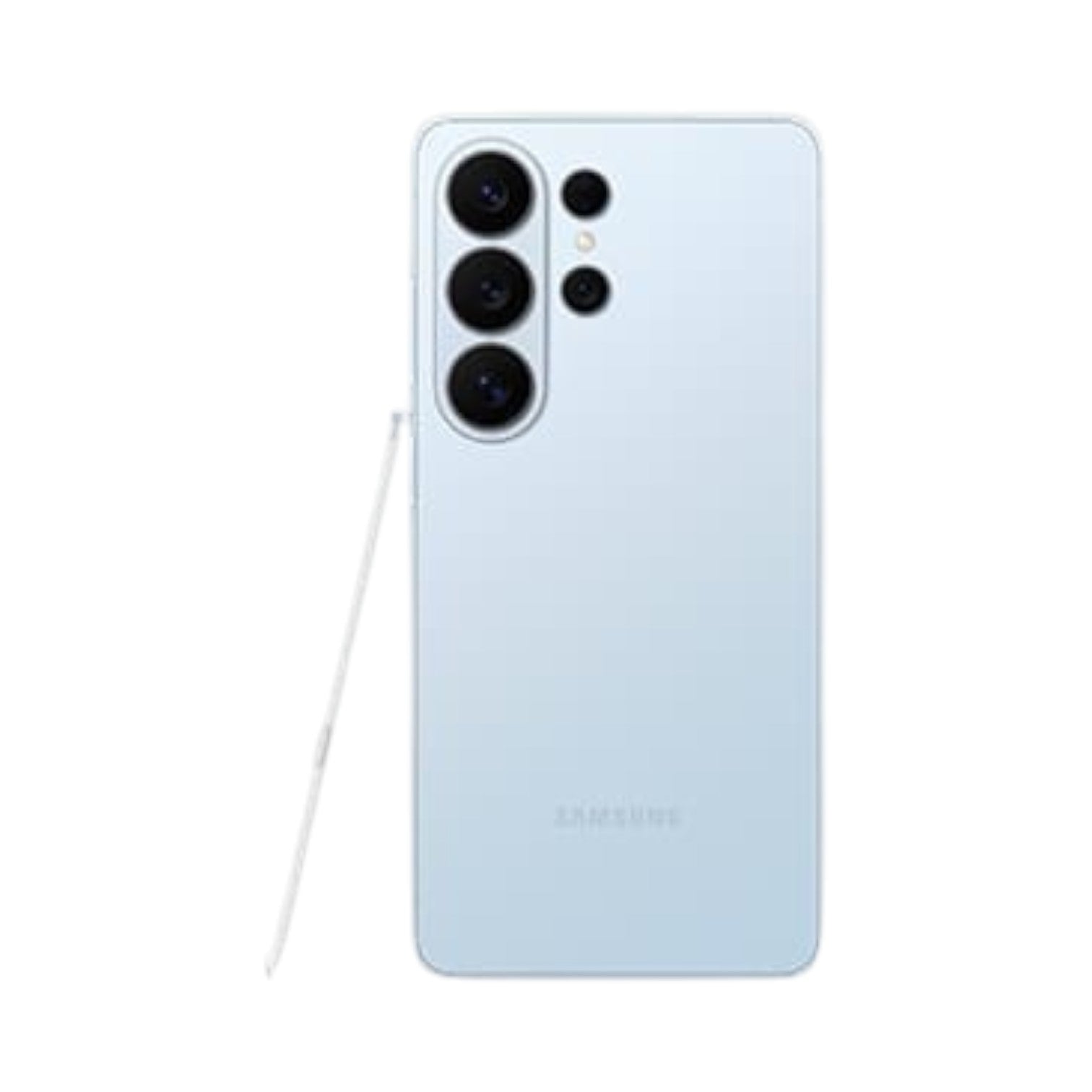OBtech Samsung Galaxy S26 Ultra in light blue with quad camera system and integrated S Pen on a white background