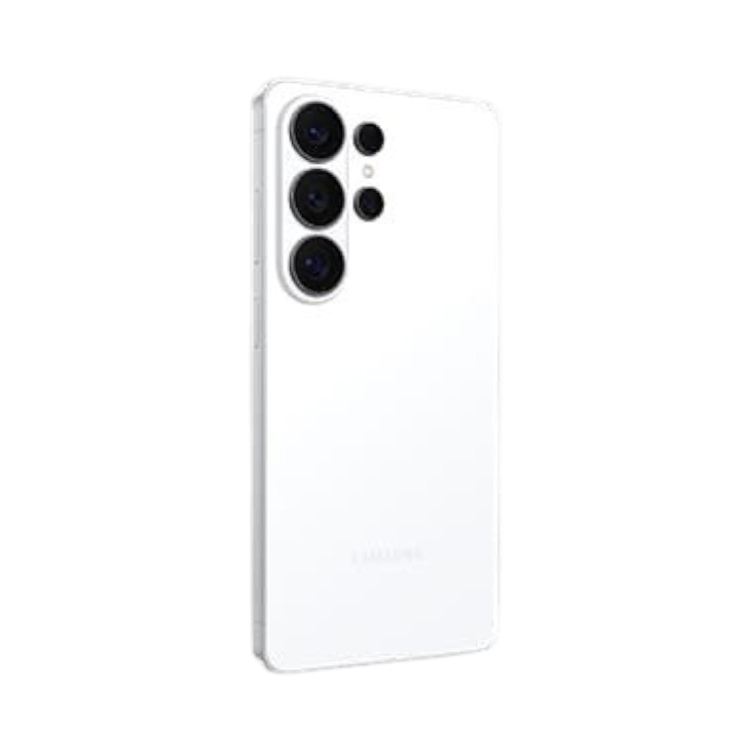 OBtech Samsung Galaxy S26 Ultra smartphone in white, showing the rear quad camera system and sleek glass finish.