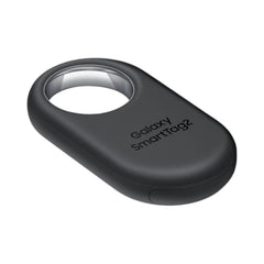 OBtech Samsung Galaxy SmartTag2 black Bluetooth item tracker with a built-in keyring loop for easy attachment.