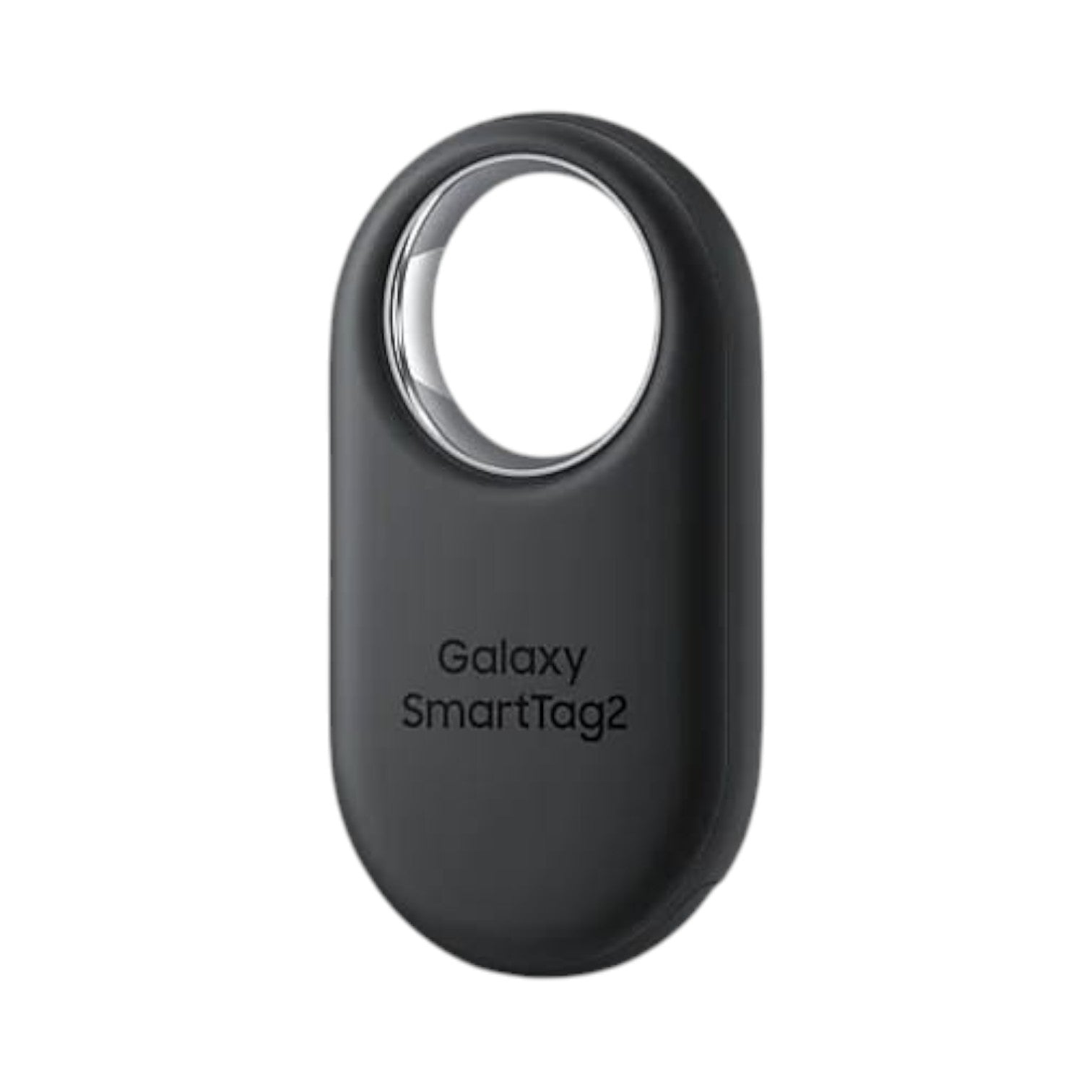 OBtech Samsung Galaxy SmartTag2 black Bluetooth tracker with a built-in keyring loop for tracking essentials.