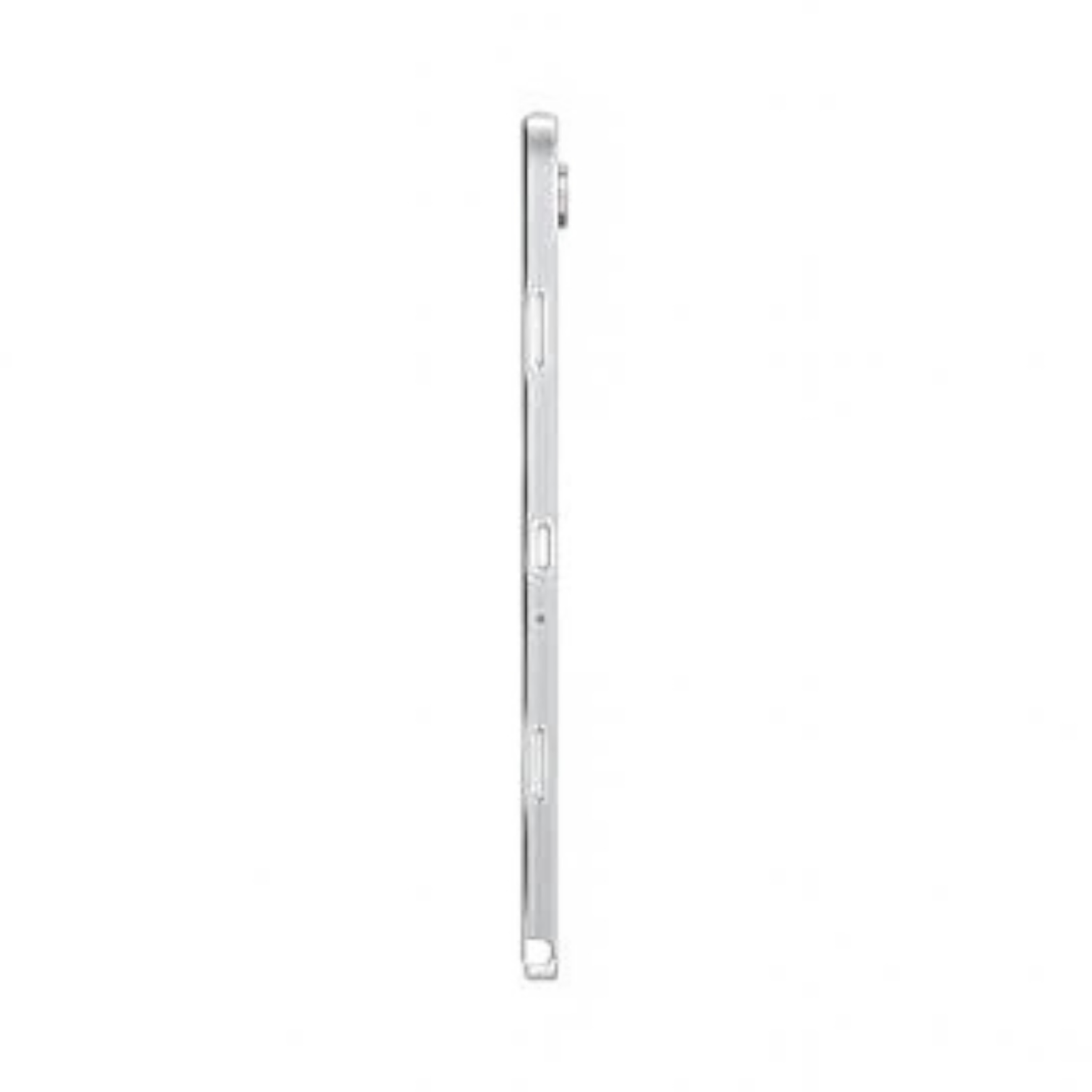 OBtech Samsung Galaxy Tab A11+ tablet shown from a slim side profile view in a metallic silver finish.