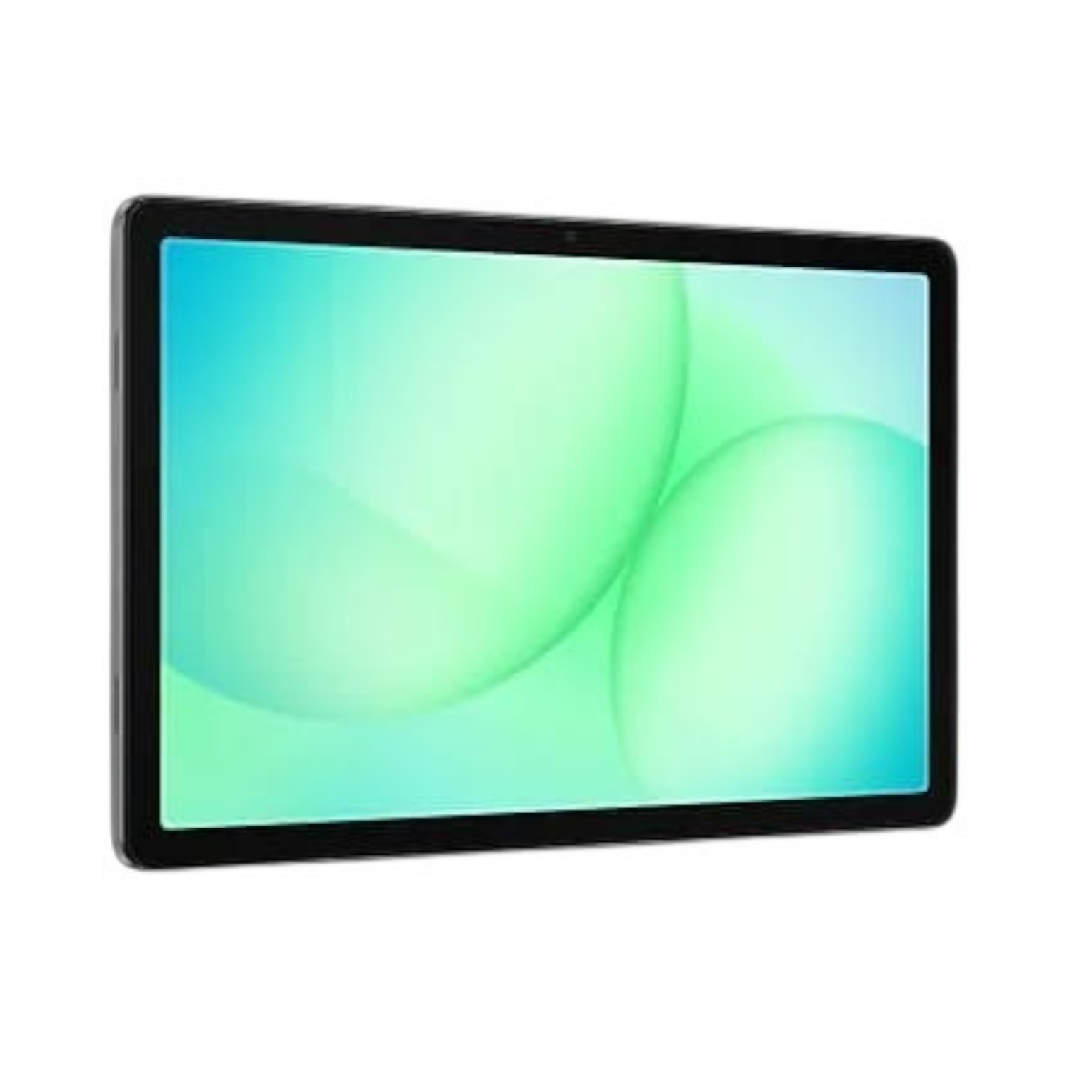 OBtech Samsung Galaxy Tab A11+ tablet with a slim black frame and a vibrant green and blue abstract screen display