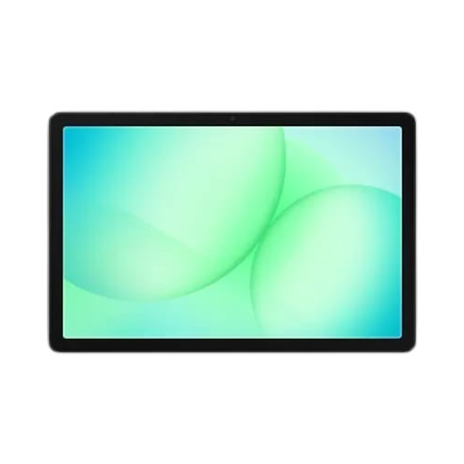OBtech Samsung Galaxy Tab A11+ tablet with a slim black bezel and a vibrant green and blue abstract screen display