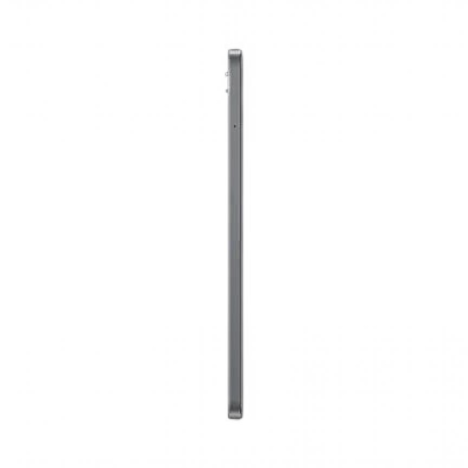 Side profile of the slim silver OBtech Samsung Galaxy Tab A11 showing the thin metallic frame and camera bump