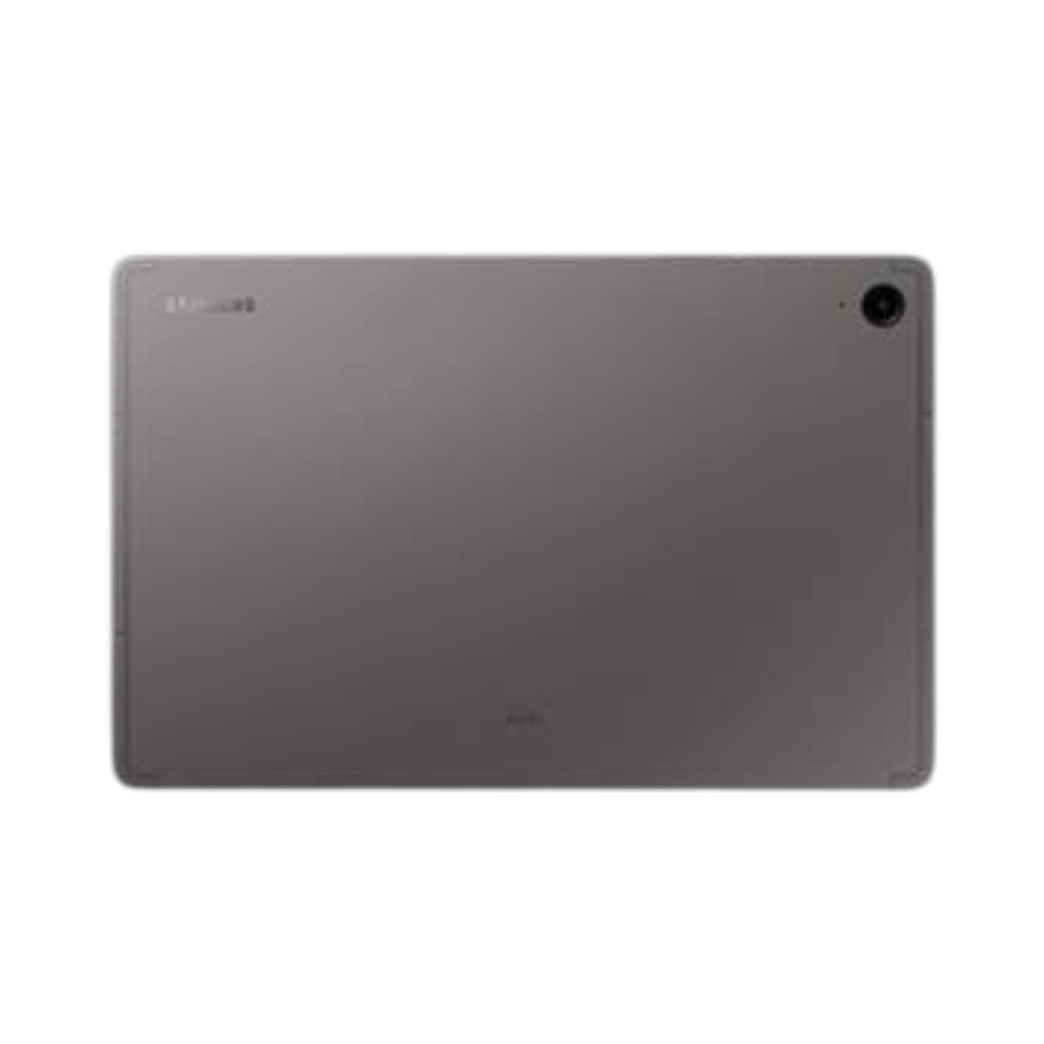 OBtech Samsung Galaxy Tab S9 FE 5G tablet in grey with a durable metal finish, shown from the rear view.