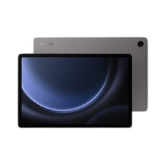 OBtech Samsung Galaxy Tab S9 FE 5G tablet showing the front screen and rear metal casing in a dark studio setting.