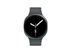 OBtech Samsung Galaxy Watch8 44mm in dark grey with a vibrant Super AMOLED display on a black background.