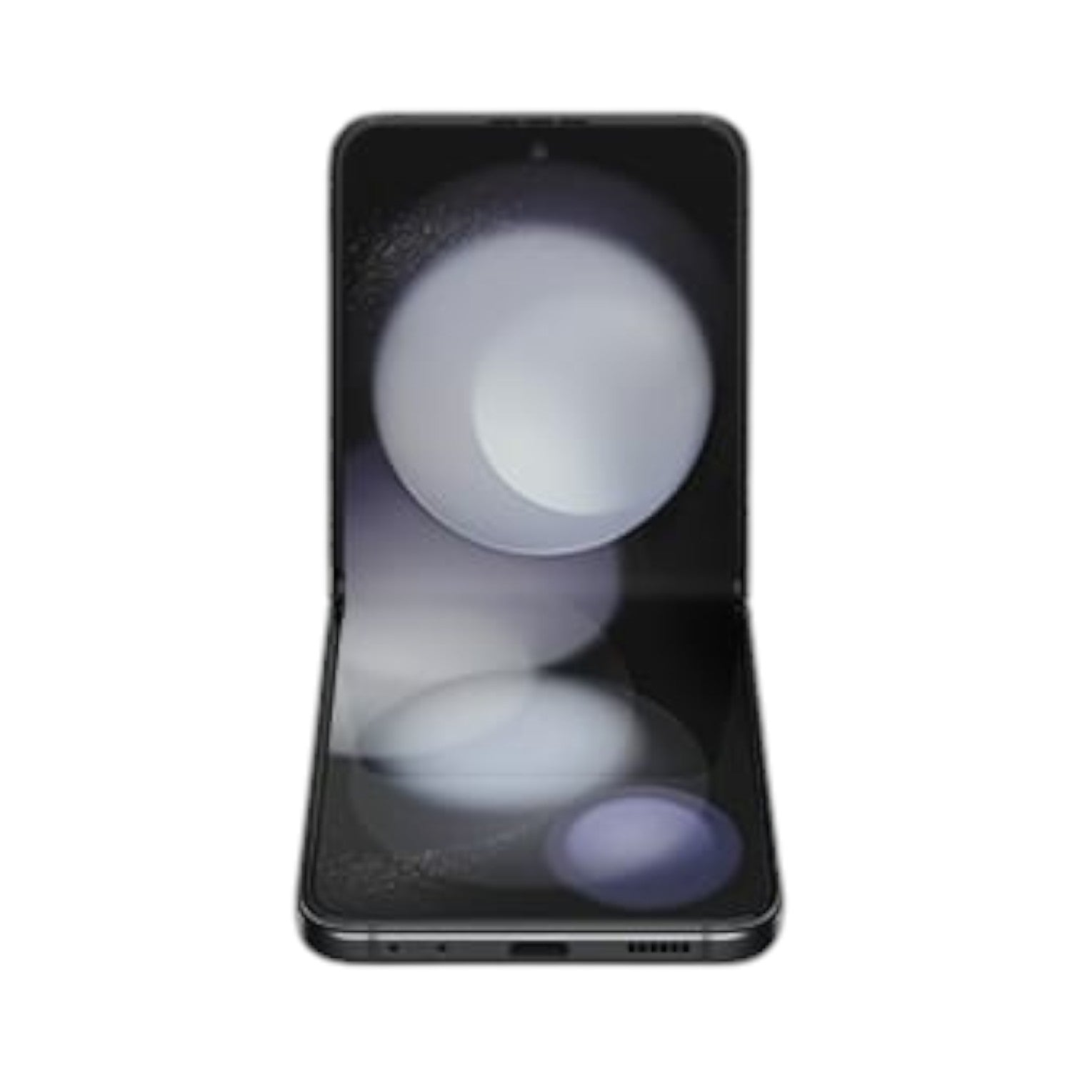 OBtech Samsung Galaxy Z Flip5 foldable smartphone with a vibrant 6.7-inch AMOLED display in a partially open state.