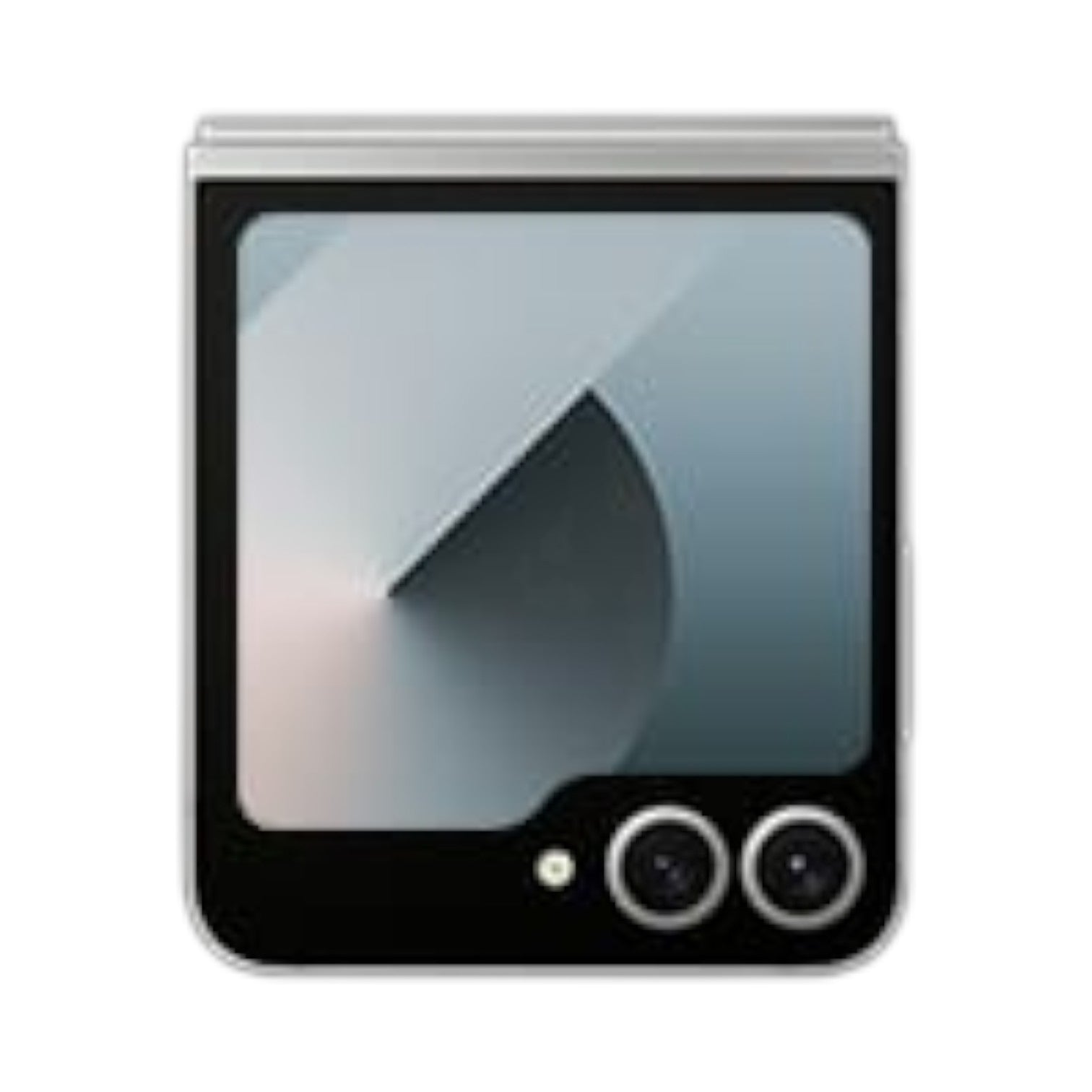 OBtech Samsung Galaxy Z Flip6 foldable smartphone in closed position showing the 3.4-inch FlexWindow cover display