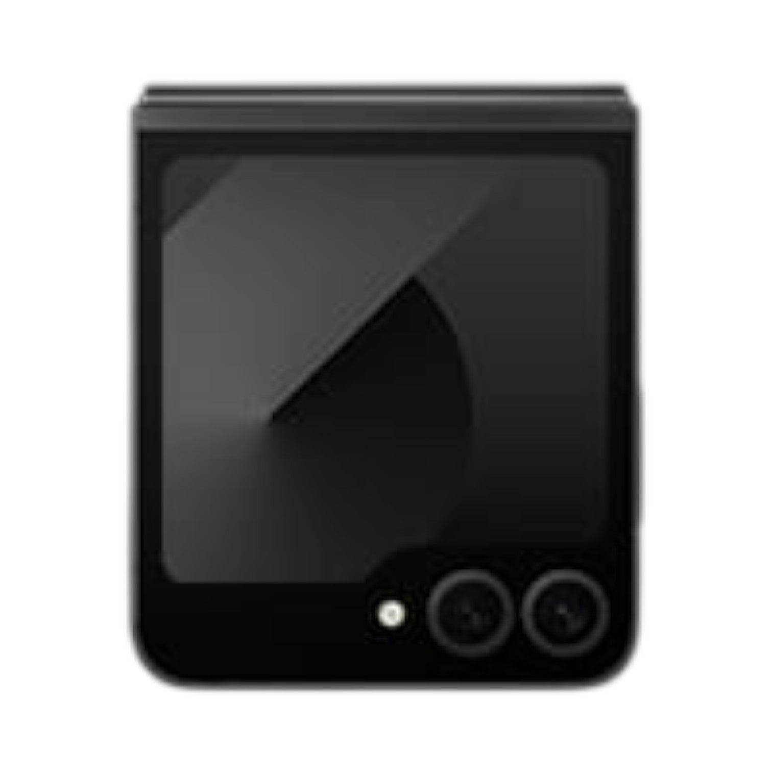 OBtech Samsung Galaxy Z Flip6 folded closed showing the 3.4-inch FlexWindow cover display and dual camera lenses.