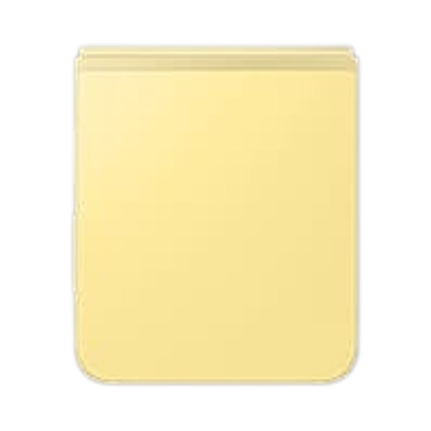 OBtech Samsung Galaxy Z Flip6 foldable smartphone in a soft yellow finish, shown in its compact closed position.