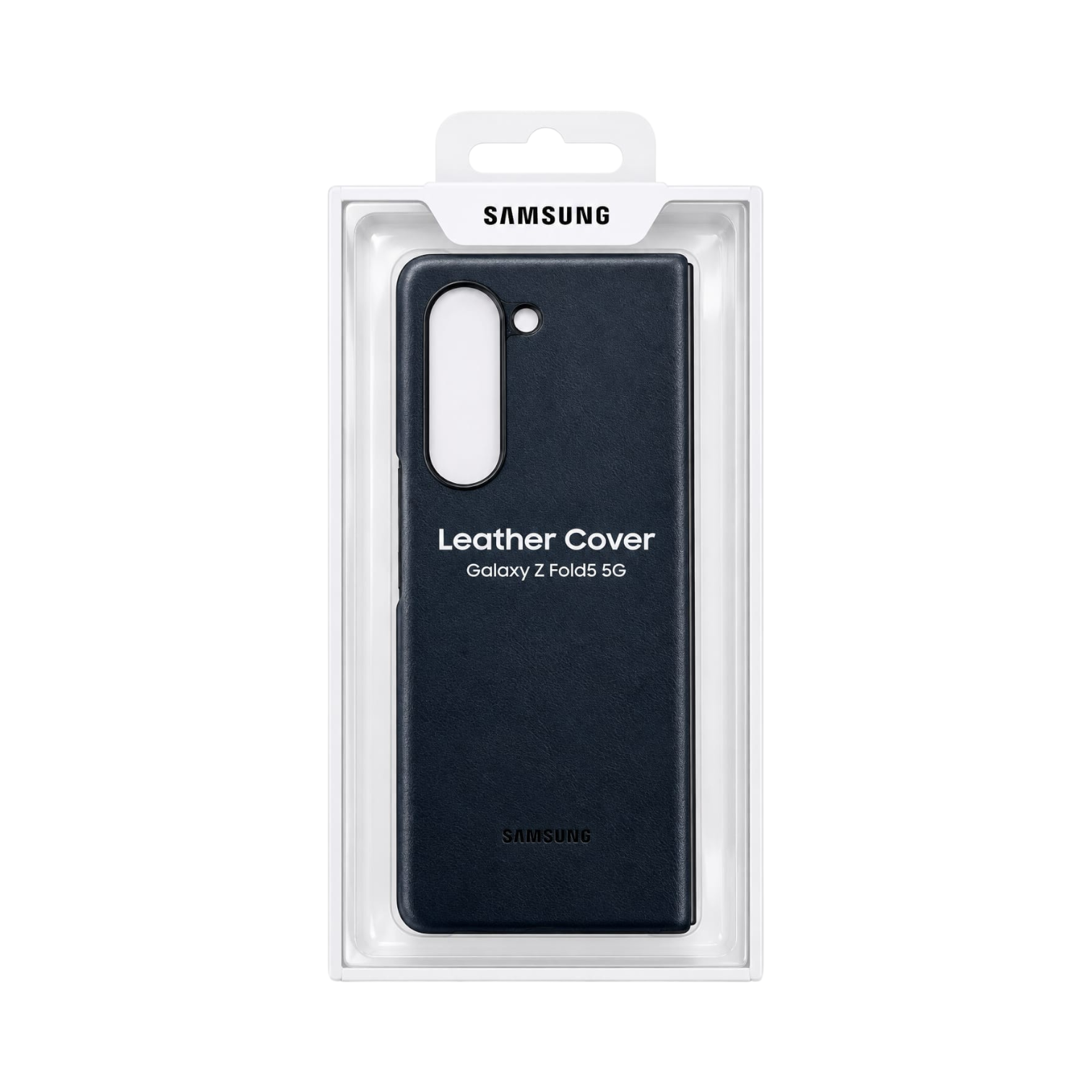 OBtech premium navy blue leather cover for Samsung Galaxy Z Fold 5 5G in original retail packaging