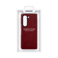 OBtech premium dark red leather cover for Samsung Galaxy Z Fold 5 5G in retail packaging