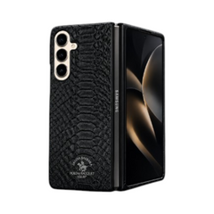 OBtech Santa Barbara POLO & RACQUET Club black textured leather-style protective cover for Samsung Galaxy Z Fold 6
