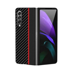 OBtech Santa Barbara POLO & RACQUET Club Samsung Galaxy Z Fold 6 cover with a black carbon fiber texture and red stripe