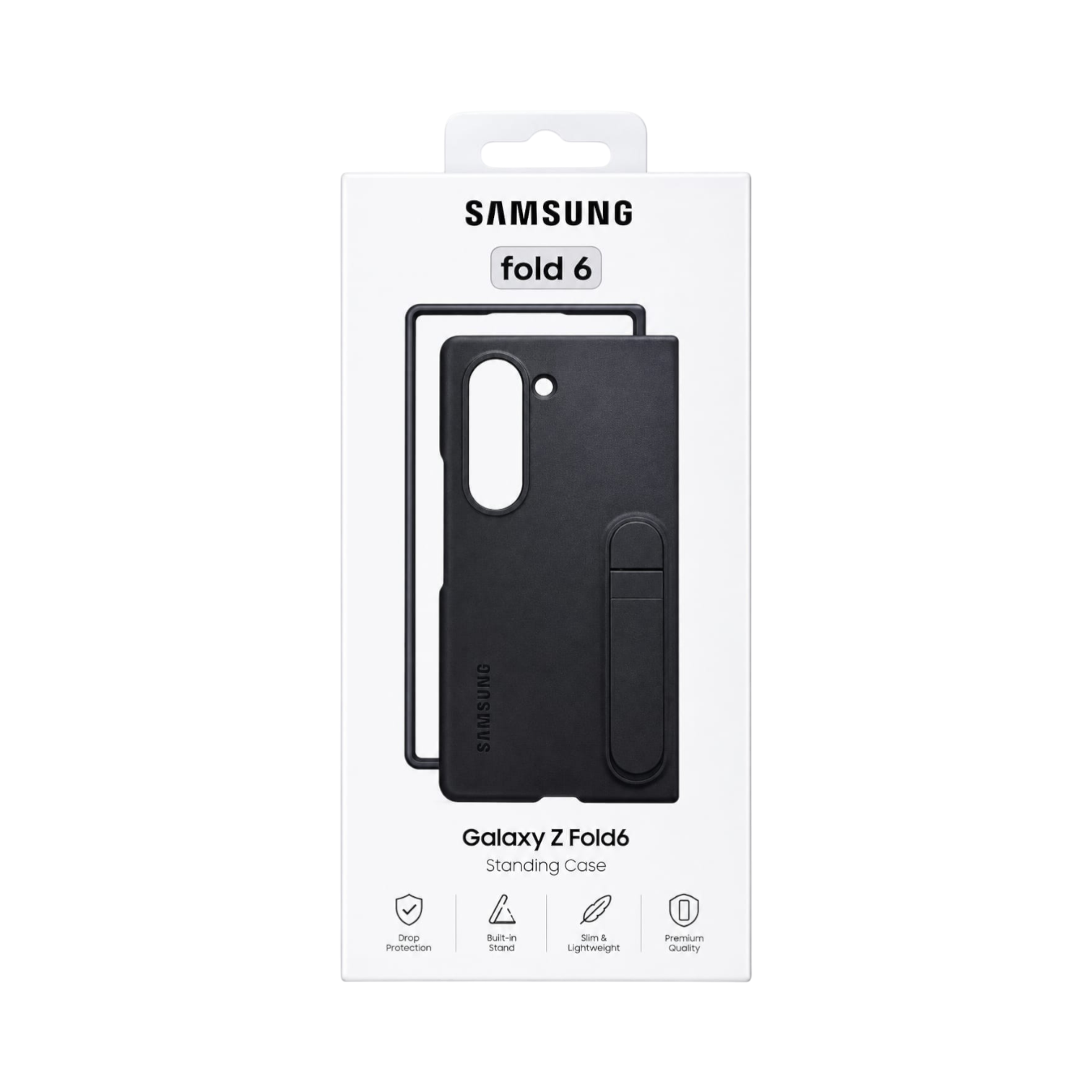 OBtech black standing cover with integrated kickstand for Samsung Galaxy Z Fold 6 in retail packaging