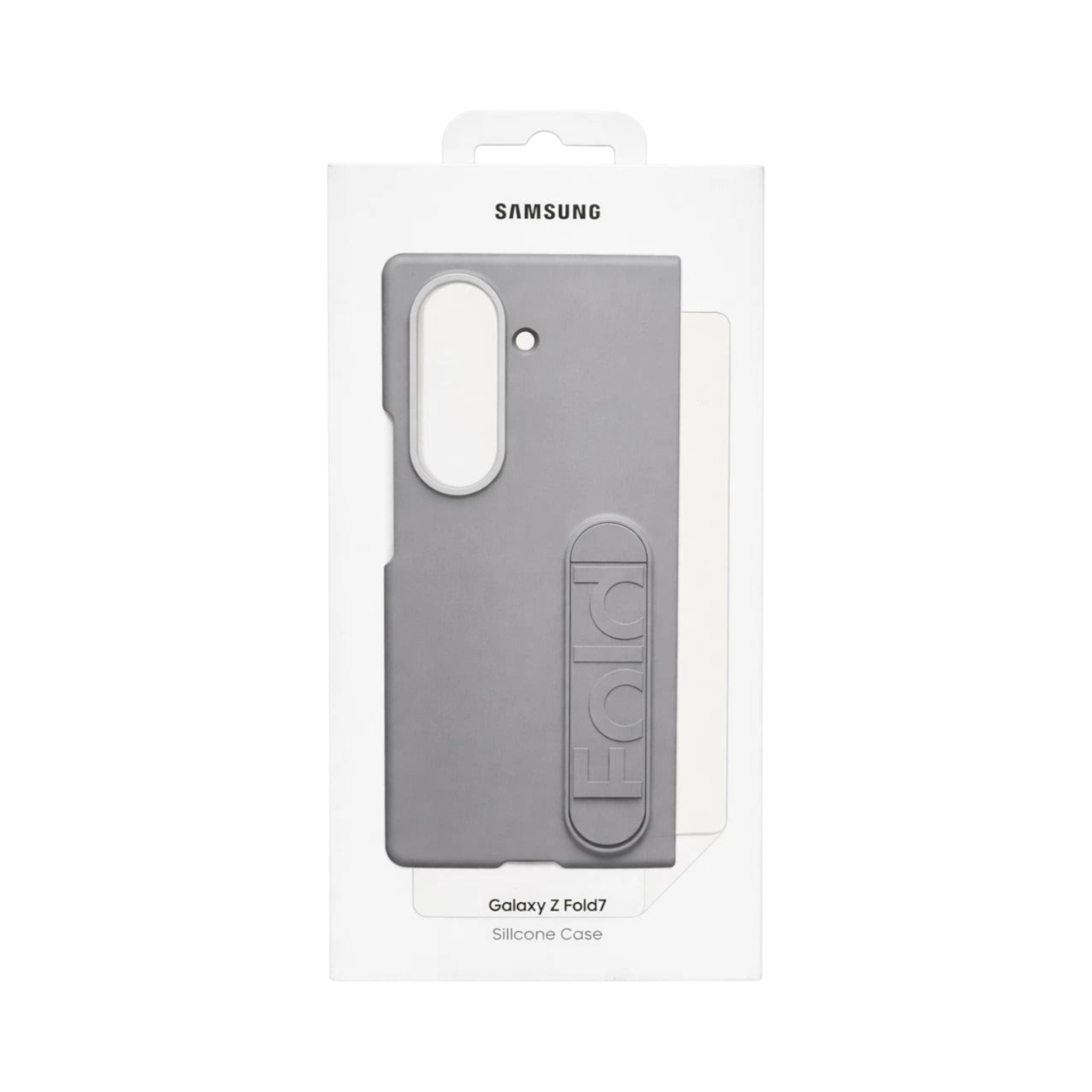 OBtech grey silicone standing cover with integrated kickstand for Samsung Galaxy Z Fold 6 and 5 in retail packaging