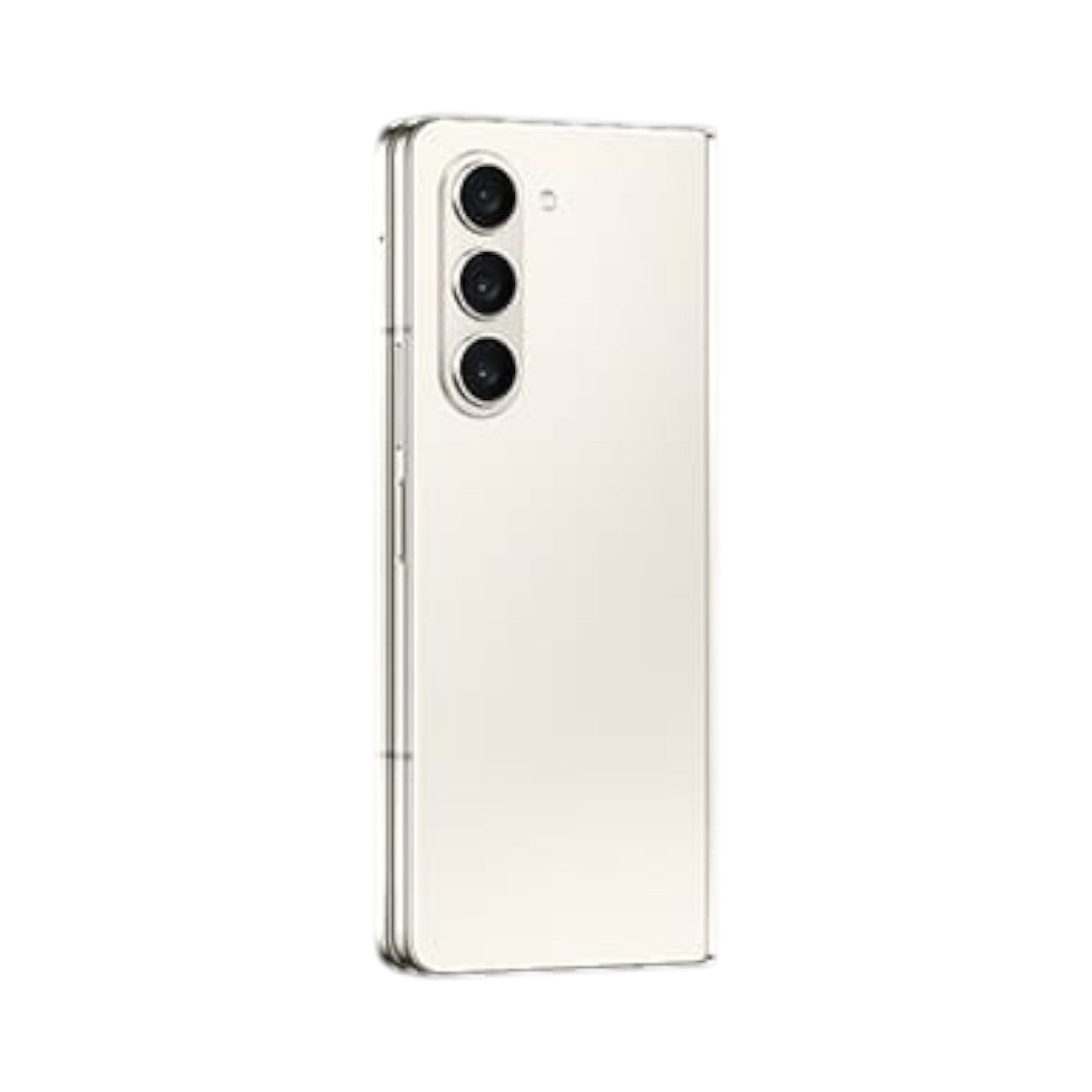 OBtech Samsung Galaxy Z Fold5 in cream, showing the triple rear camera system and sleek foldable design.
