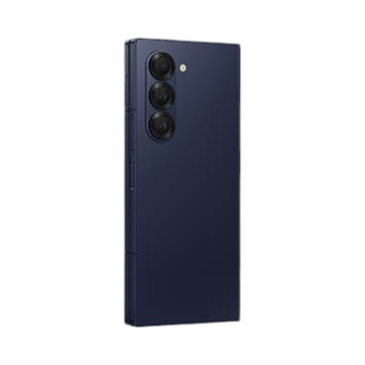 OBtech Samsung Galaxy Z Fold6 foldable smartphone in navy blue, showing the triple camera array on the rear panel.