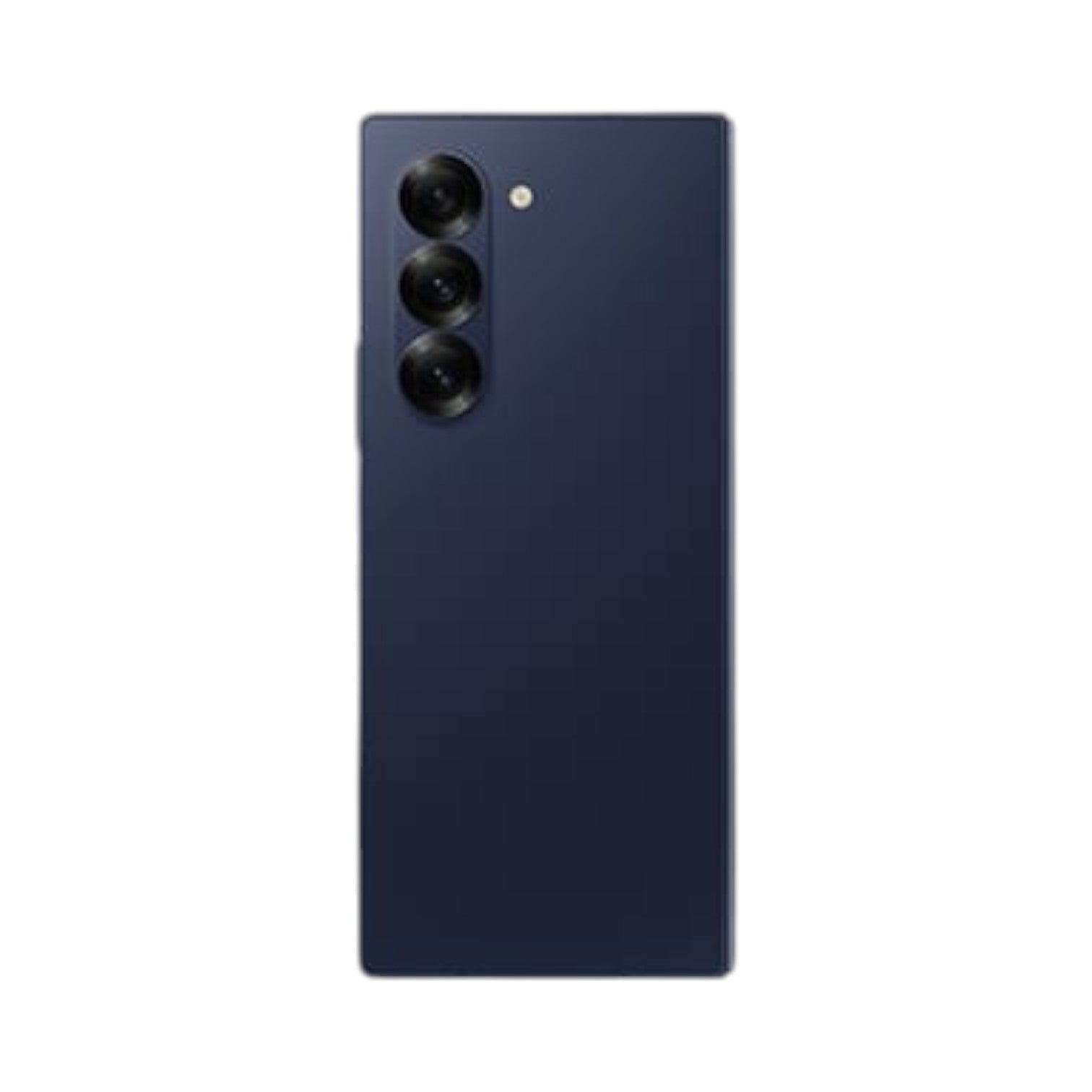 OBtech Samsung Galaxy Z Fold6 smartphone in dark blue, showing the rear triple camera system and sleek flat design.