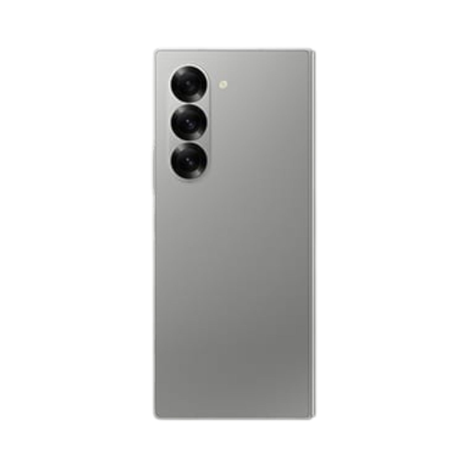 OBtech Samsung Galaxy Z Fold6 smartphone in silver, showing the rear triple camera system and sleek metallic finish.