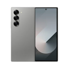 OBtech Samsung Galaxy Z Fold6 foldable smartphone in silver with a triple camera system and cover display.