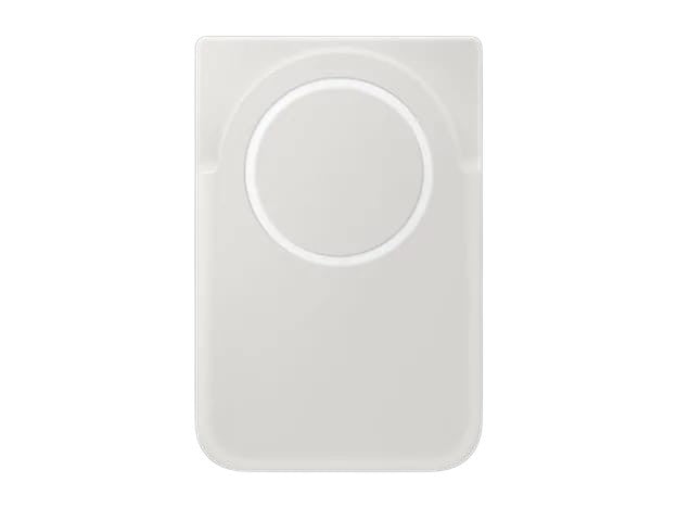 OBtech Samsung Magnet Wireless Battery Pack in white with a circular magnetic charging surface for mobile devices.