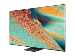 OBtech Samsung 75-inch Neo QLED 4K smart TV with ultra-slim bezels displaying vibrant abstract art on a black background