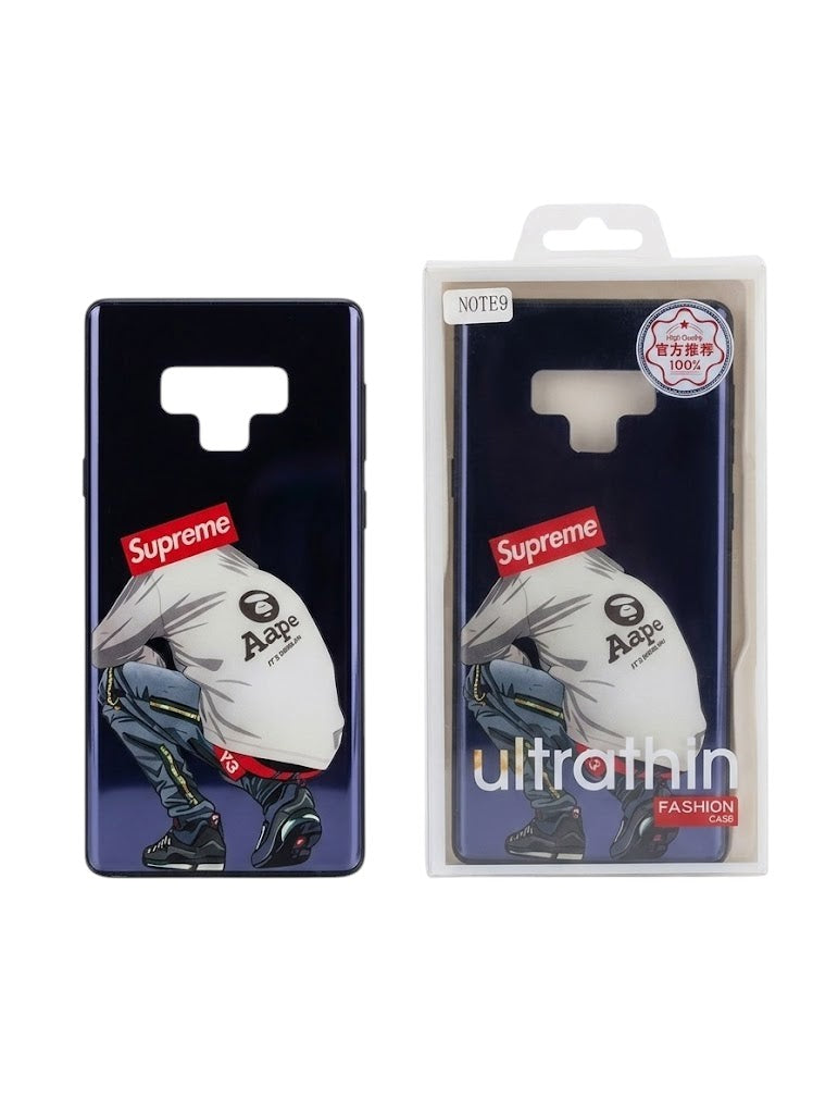 OBtech Samsung Note 9 Supreme design case featuring a graphic of a person in streetwear with a slim protective finish