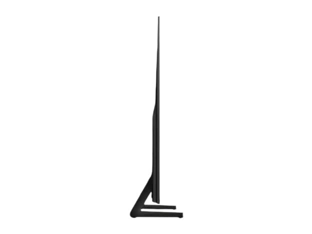 Side profile of the ultra-slim OBtech Samsung 77-inch OLED S85F 4K Smart TV showing its sleek, minimalist design.