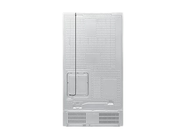 OBtech Samsung 655L side-by-side refrigerator back view showing the metallic cooling panel and ventilation grid