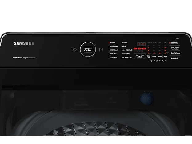 OBtech Samsung 17kg top load washer control panel with LED display and Ecobubble technology settings