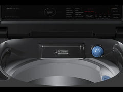 OBtech Samsung 9Kg top-load washer interior showing the detergent dispenser and digital control panel