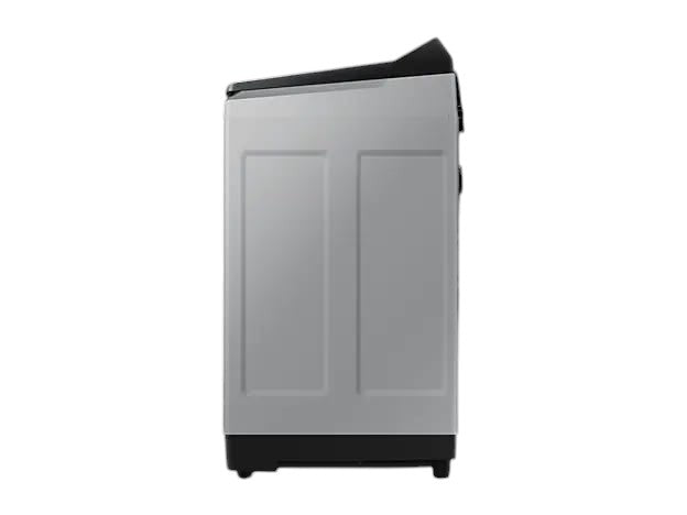 OBtech Samsung 13kg top-load washing machine with Eco bubble technology, side view in silver finish