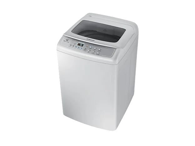 OBtech Samsung 7kg top-load washing machine with Eco bubble technology and digital control panel in white finish