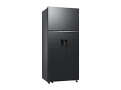 OBtech Samsung 540L top mounted freezer refrigerator in a sleek dark finish with a non-plumbed water dispenser.