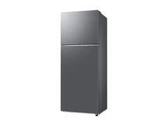 OBtech Samsung 411L top-mounted freezer refrigerator in a sleek grey finish with a modern minimalist design.
