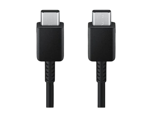 OBtech Samsung USB-C to USB-C 3A charging cable connectors in black with durable strain relief design