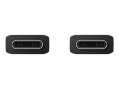 OBtech Samsung USB-C to USB-C 3A charging cable connectors showing reversible design on black background