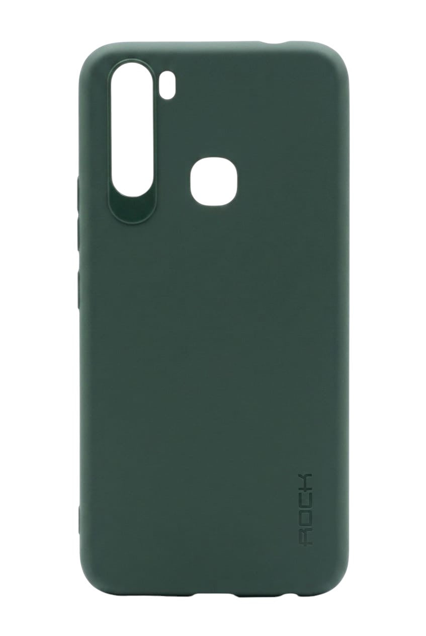 OBtech dark green silicone protective case for Samsung Y12 with precise camera and fingerprint sensor cutouts