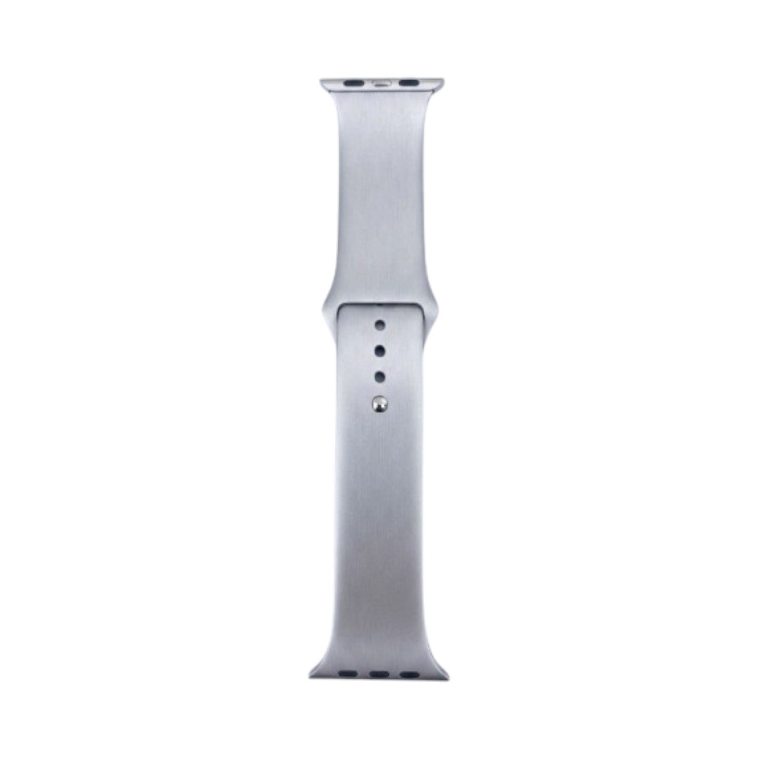 OBtech silver silicone watch strap for Apple and Galaxy watches with a minimalist pin-and-tuck closure design.