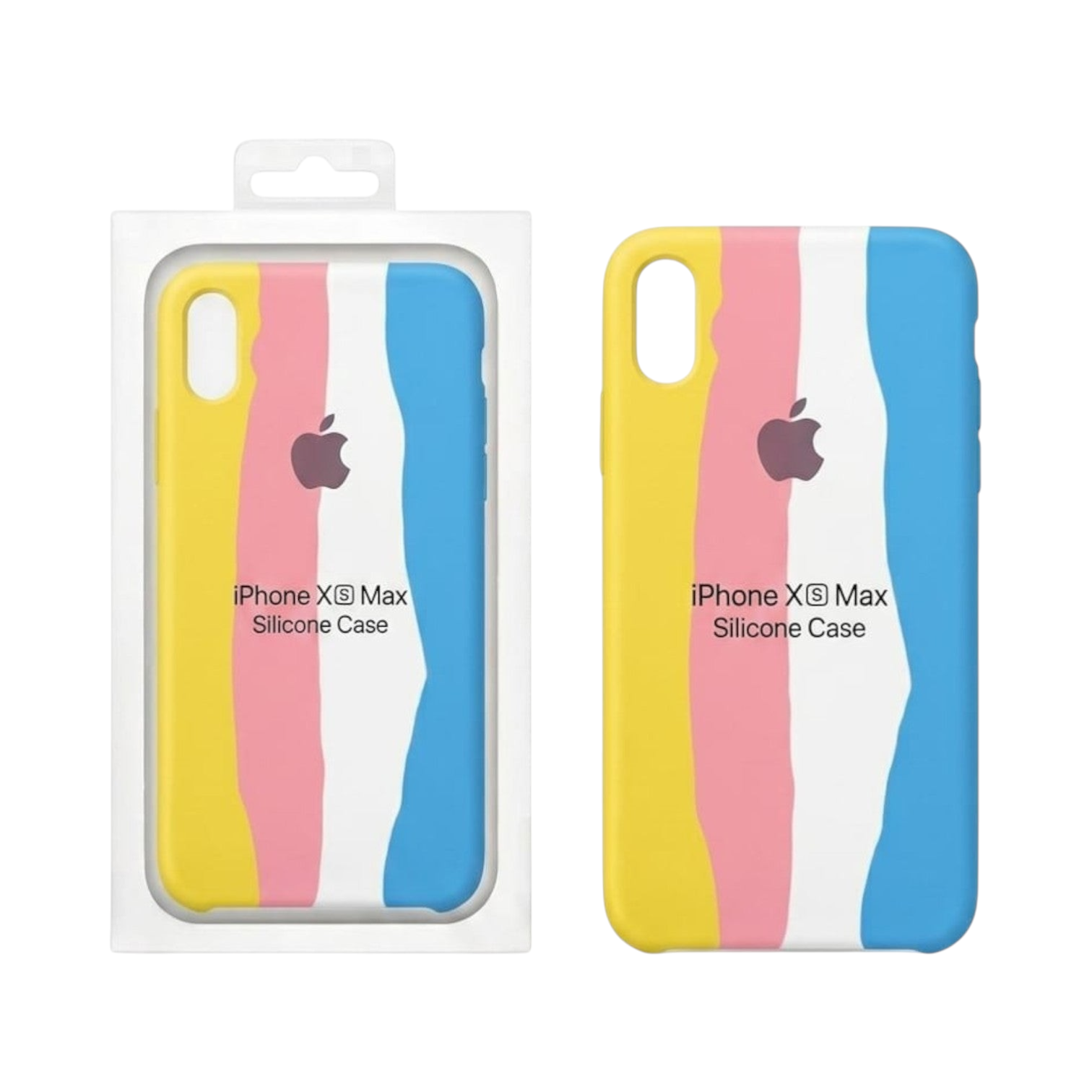 OBtech striped multi-color liquid silicone case for iPhone XS Max with soft-touch finish and protective design