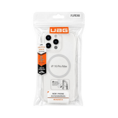 OBtech UAG transparent protective case for iPhone 16 Pro Max in original retail packaging with MagSafe ring