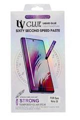 OBtech Sixty Seconds Speed Paste UV glass screen protector kit for Samsung Note 20 with liquid adhesive and UV lamp.