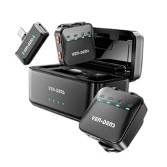 OBtech Ven-Dens VD-MIC028 dual wireless microphone system with charging case and USB-C receiver for content creators