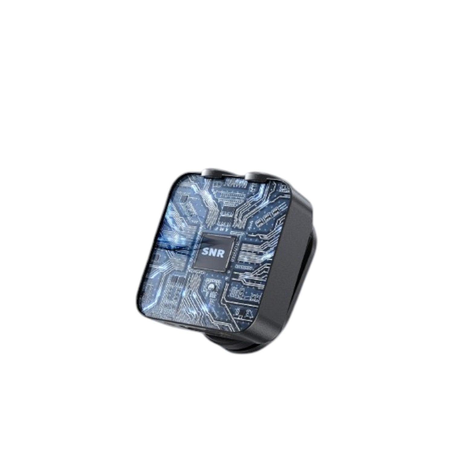 OBtech Ven-Dens VD-MIC028 wireless microphone featuring a black square design with a blue circuit board pattern.