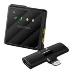 OBtech Ven-Dens VD-MIC011 black wireless lavalier microphone set with Type-C receiver for clear audio recording.