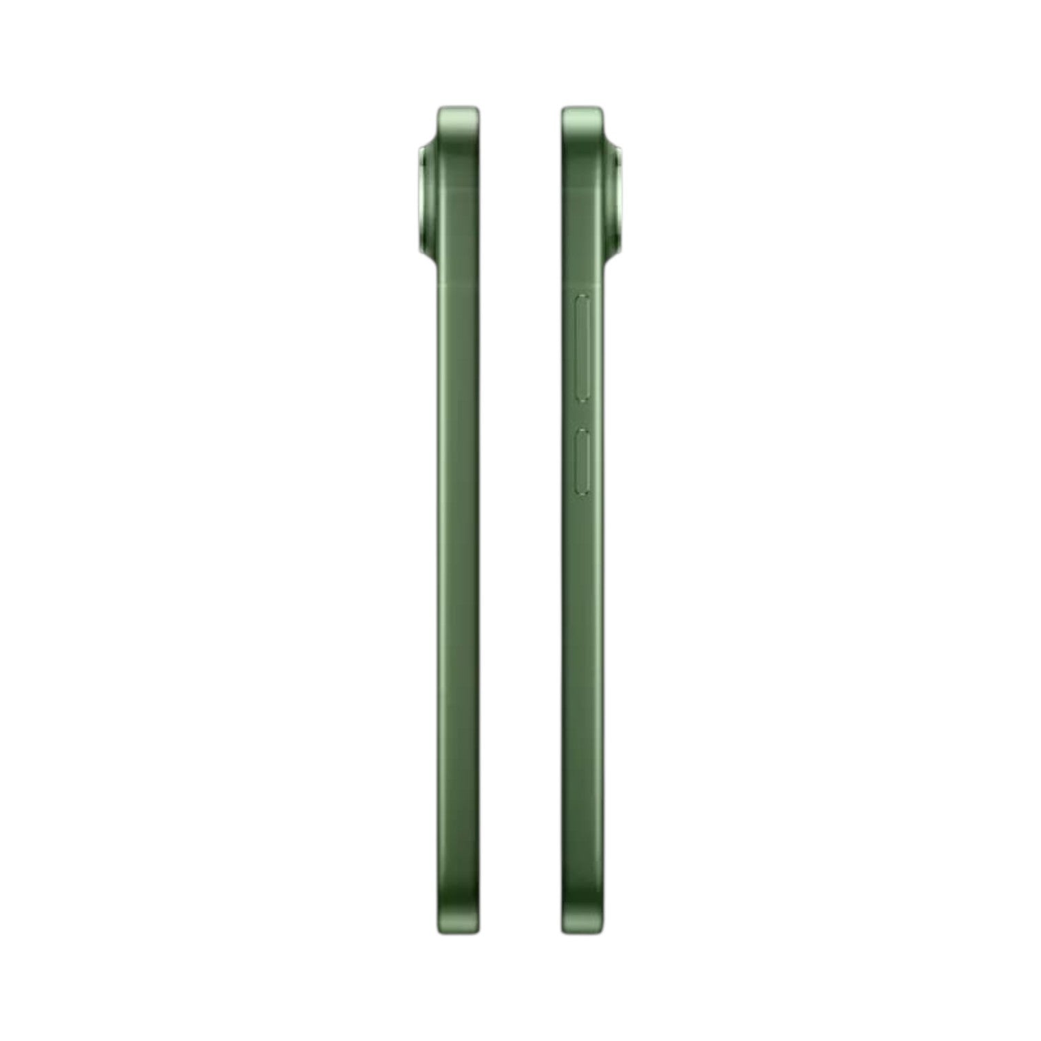 Side view of the green vivo X300 FE smartphone from OBtech showing the slim profile and camera bump