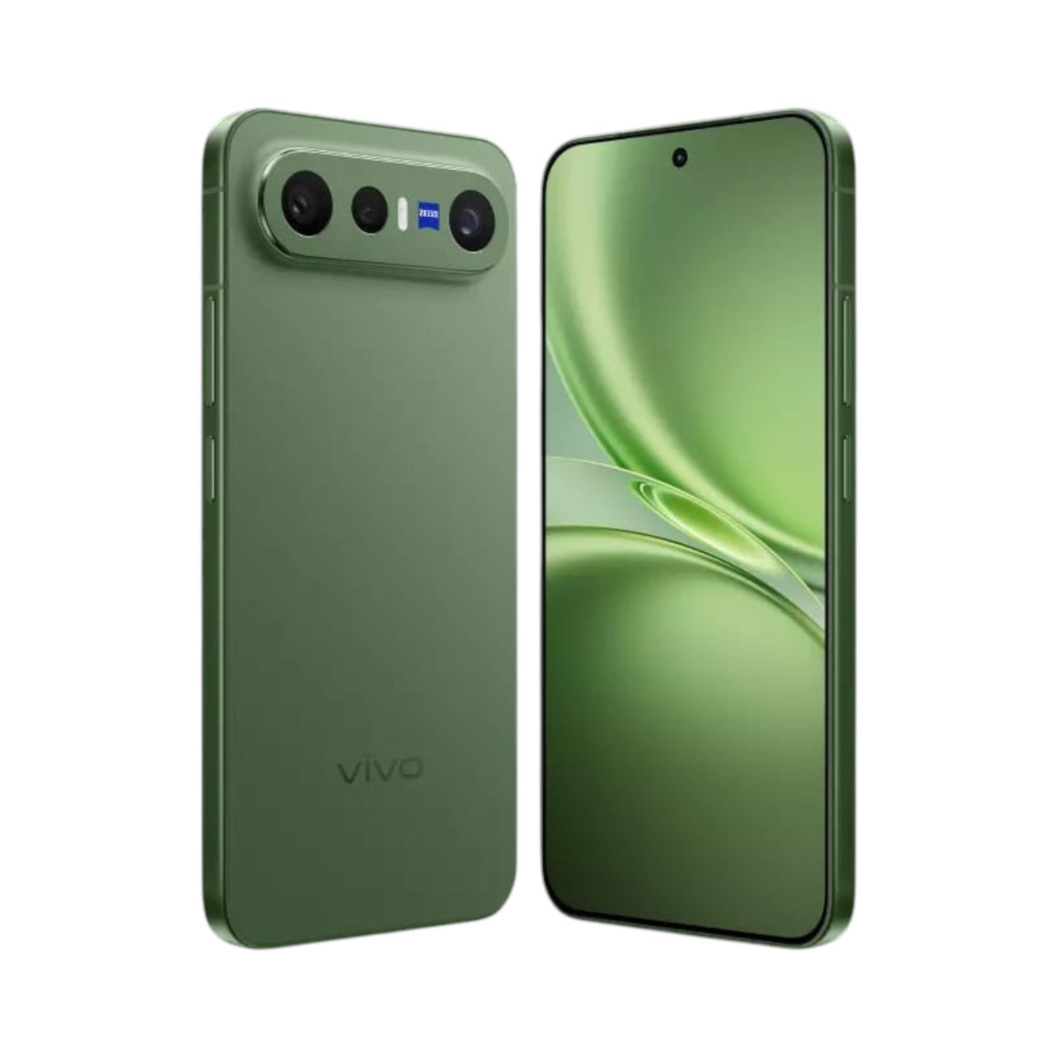 OBtech vivo X300 FE smartphone in olive green with a triple camera system and a vibrant AMOLED display.