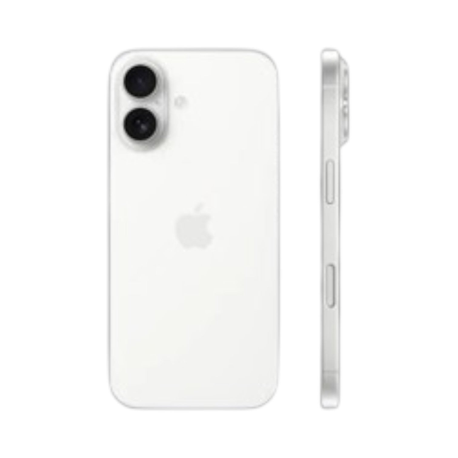 OBtech white iPhone 17 showing the rear dual camera system and side profile view with a sleek premium finish